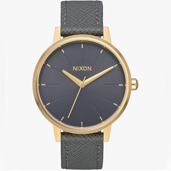 Nixon Kensington Leather Light Gold/Charcoal Casual Designer Women's Watch - Picture 7 of 10